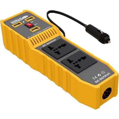 Car Inverter High Temperature Protection Fireproof 200W 12V to 110V Intelligent 3 USB3.6A Fast Charging Dual Sockets