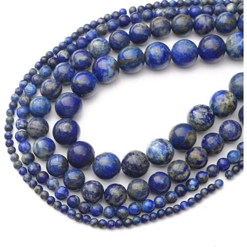 Natural Stone Beads Lapis Lazuli Round Loose Stone Beads For Jewelry Making DIY Bracelet/Necklace Earrings Accessories 4/6/8mm