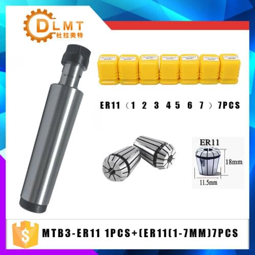 1PCS handle MT3 ER11 MTB3 ER11A M6 Morse#3 taper holder collet chuck+7pcs spring collet 1/2/3/4/5/6/7MM