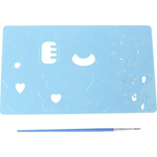 50LB Cake Tool Acrylic Baby Bottle Bear Embossed Cutter Mold Cookie Cutter Stamp with Brush Fondant Cake Decorating Tools