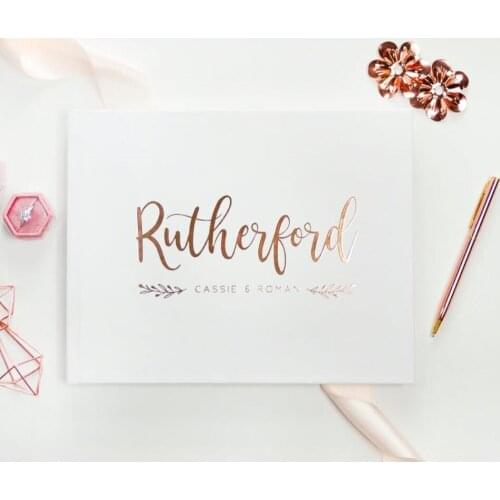 Customize botanical Wedding Guest Book wedding guestbook Rose Gold Foil Guest Book wedding photo booth book guestbook