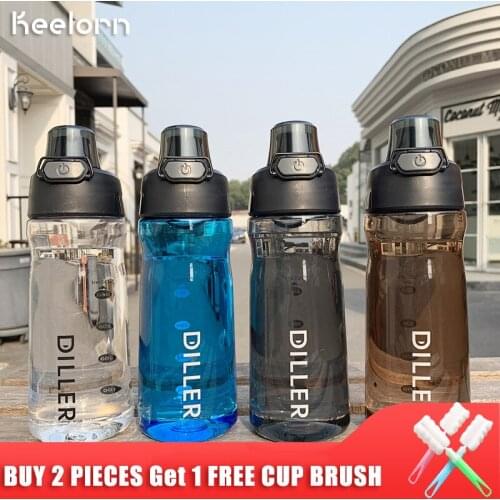 Keelorn 500ml Flip Cover Type Water Bottle With Straw Portable Outdoor Plastic Sport Drinking Bottle With Rope