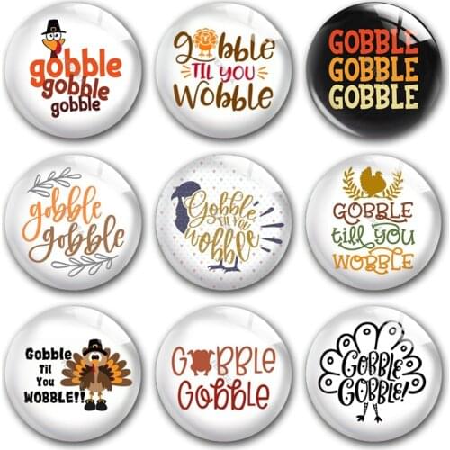 Handmade Thanks giving day Autumn Turkey gobble Round photo glass cabochons demo flat back DIY jewlery Making findings accessory