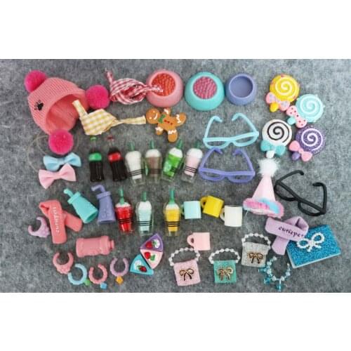 Lot 47pcs Accessories Drinks Glasses Bag Collars Scarf Hats Computer Candy Kettle for Your Pet Match