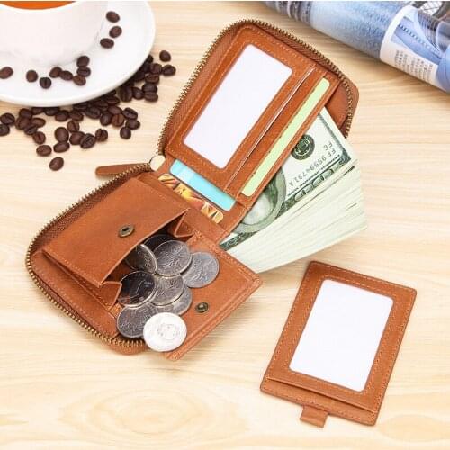 2021 Men Wallets Vintage Large Capacity Casual Business Genuine Leather Wallet Male Short Clutch Bag For Gift Coin Purse