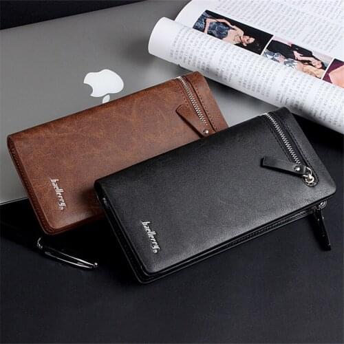 Portafogli Men Leather Wallets Business Brand Card holder Coin Purse Mens Long Zipper Wallet Leather Clutch carteira masculina