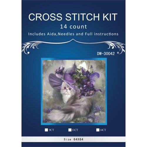 ONEROOM Violet cat style Cross Stitch Embroidery Kits 14CT Similar dmc threads Cotton Thread Painting DIY Needlework DMC