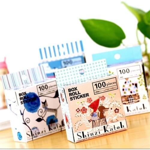 100pcs/box Lovely Japanese Cartoon Diary Adhesive Scrapbooking Decorative DIY Stickers