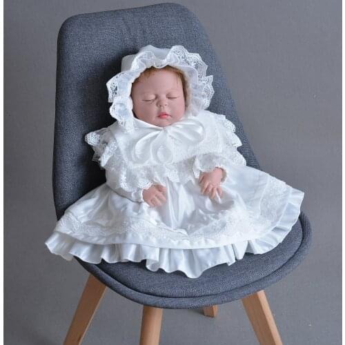 Baby girl outfit photography props crochet newborn outfits infant clothing 0-36 months clothes White Lace Princess Dress wedding