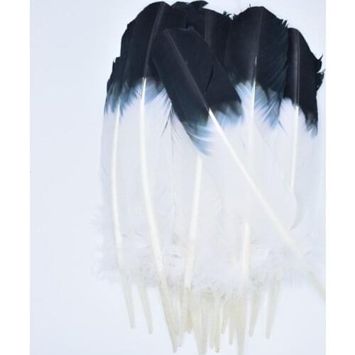 Turkey Feathers Wing Quill Feather Black Tipped Imitation 25-30cm Eagle Feathers for Crafts Feathers for Clothes Feather Top DIY