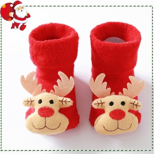 Christmas 3D Cartoon Warm Kids Socks Christmas Newborn Baby Girls Boys 3d Cartoon Animal Anti-slip Socks Slippers Носки Женские