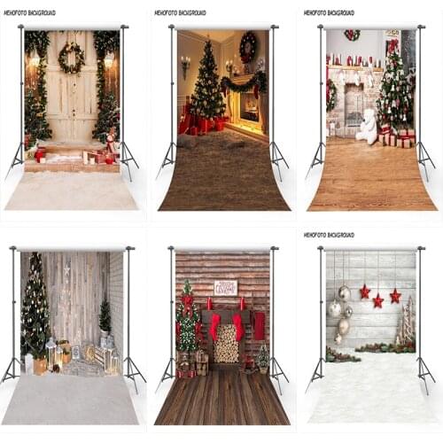 Christmas Background for Photo Studio Winter Snow Christmas Tree Fireplace Wreath Wood Floor Photocall Backdrop Photo Studio