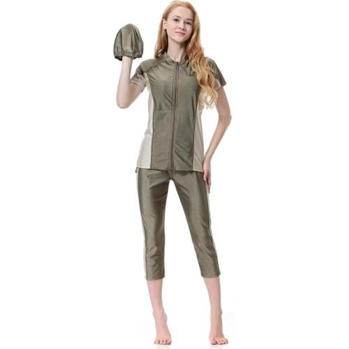 Plus size modest costumi mare donna muslim swimsuit maillots de bain islamic short sleeved swimwear hijab burkini fashion girls