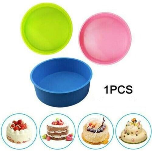 （Random Color）DIY Silicone 4/6/8 Inch Round Silicone Cake Baking Mold