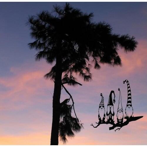 Iron Gnome Figurine Garden Silhouettes Fence Decor Cottage Barn Backyard Metal Gnome Silhouettes Garden Wall Tree Decor