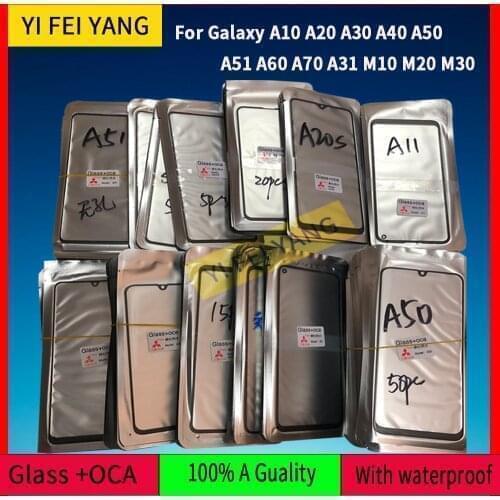100pcs/lot GLASS +OCA LCD Front Outer Lens For Samsung Galaxy A41 A50 A10 A920 A70 A40 A21S A30S A51 M10 A30S Touch Screen Glass