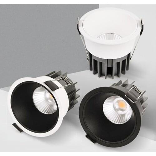 Circular Dimmable Anti Glare COB LED Downlights 9W/12W/15W LED Ceiling Spot Lights AC110~240V Background Lamps Indoor Lighting