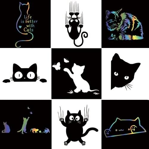 10 Styles Cat Car Stickers Funny Wrap Vinyl Cute For Cars Window Body Decoration to cover scratches Motorcycle Decal Stickers