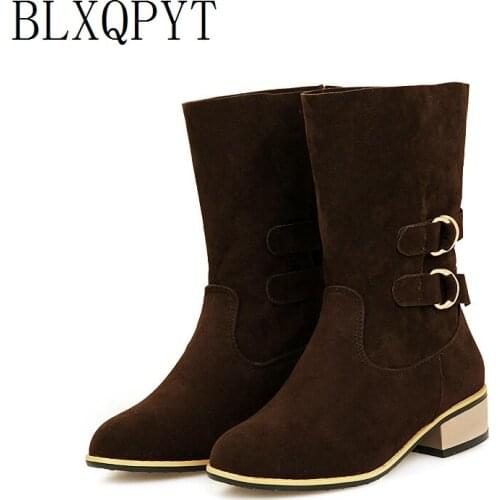 BLXQPYT Big Size 34-48 Autumn winter Boots Women Fashion Round Toe platform warm winter Heels Party Wedding casual Shoes 716