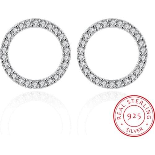 925 Sterling Silver Geometric Star Heart Square Mosaic Zirconia Stud Earrings For Women Silver 925 Jewelry S-E539