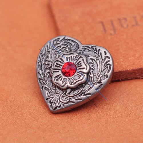 10X Western Cowboy Hatband Horse Saddle Bridle Heart Flower Red Rhinestone Leathercraft Belt Bag Conchos Accessories