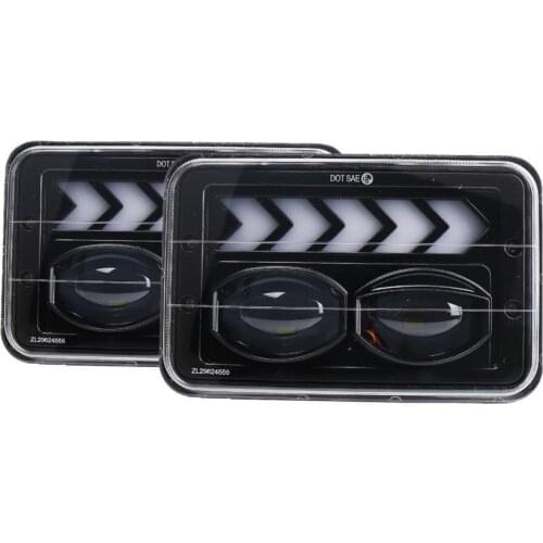 2Pcs 4x6inch LED Headlight Hi/Lo Beam Rectangular DRL Turn Signal Headlamp for Kenworth T800 T400 T600 W900L