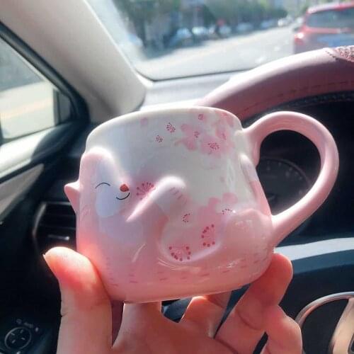 2021 New Pink Sakura Cute Cat Coffee Mug Milk Cups 12Oz Limited Edition Gift