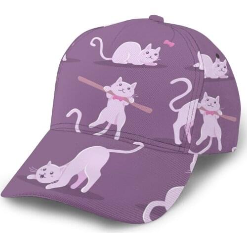 2021 Summer New Unisex Outdoor Sport Sunscreen Baseball Hat Running Visor Cap Cute Cat In Different Poses