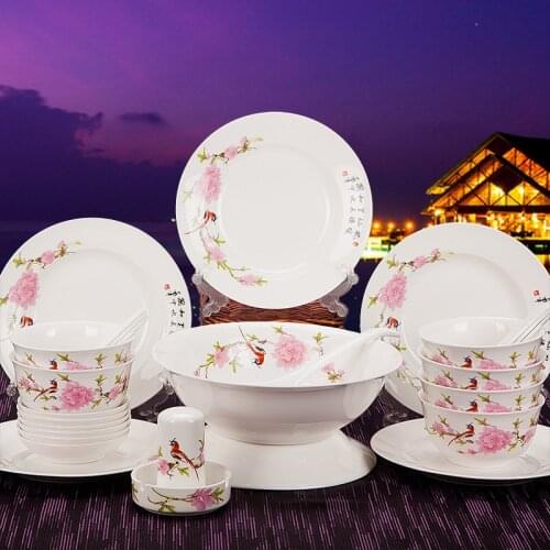 28pc Jingdezhen ceramics bone china tableware set bowl plate bowl set gift porcelain bowl chopsticks set