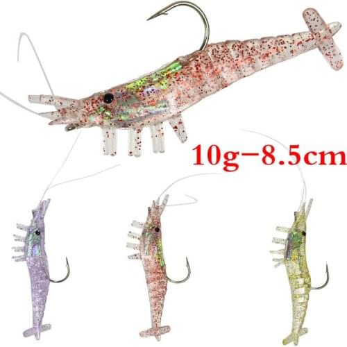 3pcs/lot Silicone Soft Shrimp Bait Fishing Lures Soft Worm Artificial Fake Fish Lure Fishing Tackle Sinking Swimbait Saltwater