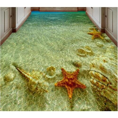 3d flooring Starfish Conch Bathroom Bedroom 3D Floor bathroom pvc wallpaper 3d floor painting wallpaper