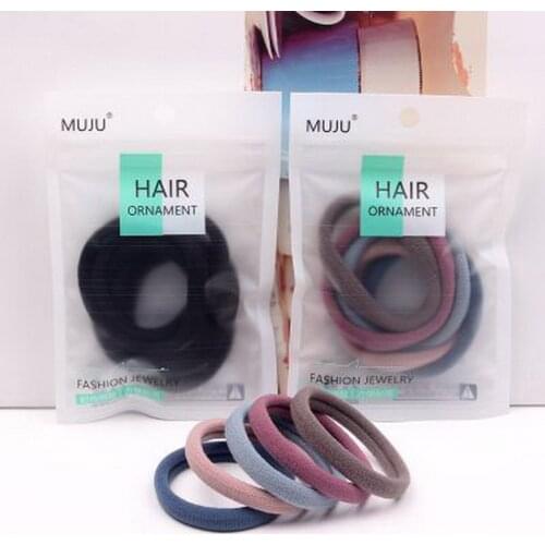 5pcs/pack Elastic Rubber Bands For Women Big Hair Bands Scrunchies Black Crunchy Hair Tie Gum Ponytail Holder Girl Headdress