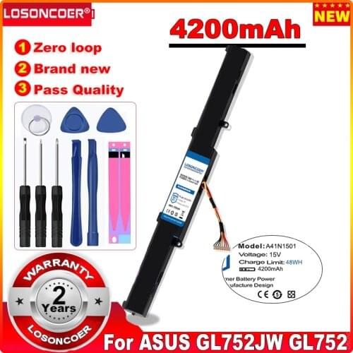 LOSONCOER 4200mAh A41N1501 Battery for ASUS GL752JW GL752 GL752VL GL752VW N552 N552V N552VW N752 N752V N752VW N752VX A41LK9H