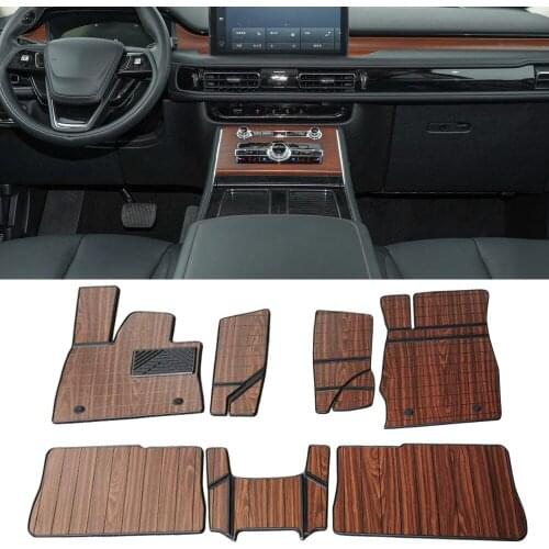 For Lincoln Aviator 2019-2021 Car Accessories Floor Mats 6 Seats All Set Synthetic Wood Tray Wooden Pad Foot Mat Carpets