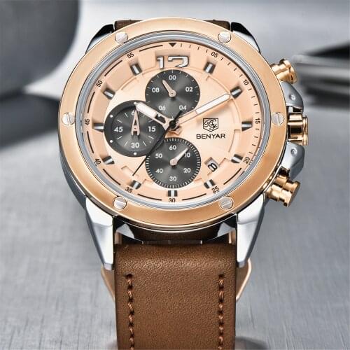 BENYAR Top Luxury Brand 2020 New Watch Mens Quartz Multifunction Sport Chronograph Waterproof Watch Men Wrist Watch Reloj Hombre