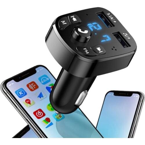 Wireless FM Car Hands-free Calling MP3 Transmitter Dual USB Car Charger Equipped with Bluetooth LED Player Display