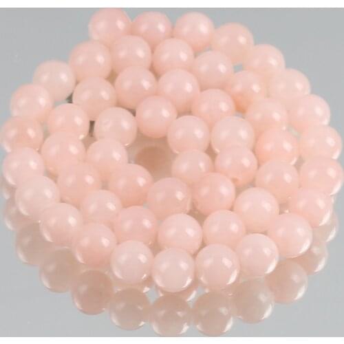 Natural Stone Light Pink Jades Chalcedony Beads Round Loose Spacer Beads For Jewelry Making DIY Bracelets 6/8/10/12mm 15"Inches