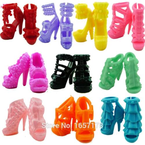 10 Pairs Different Fashion Cute Colorful Shoes Heels Sandals For Barbie Clothes Dress Doll Shoe Accessories Child Toy Set