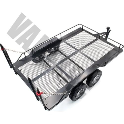 Double-axle All-metal Flatbed Trailer for 1/14 Scale Tamiya Remote Control Tractor Truck Scania R620 R470