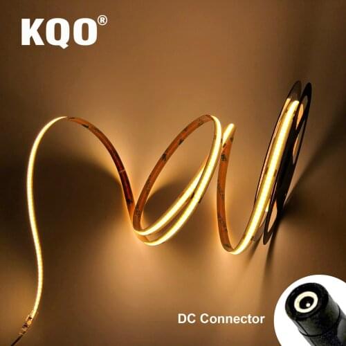 KQO DC 12V 24V 9.6ft / 3 Meters 30W 8mm Width High Density Flexible COB LED Strip Deformable LED Ribbon for Bedroom Kitchen