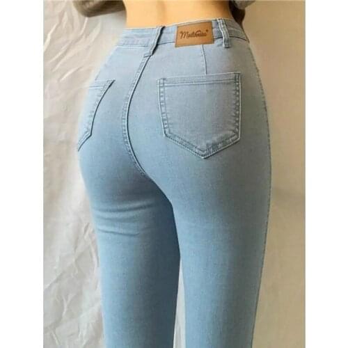 GOOHOJIO 2021 New Spring and Autumn Slim and Thin Pencil Pants Women Elasticity Women Pants High-waist All-match Jean for Women