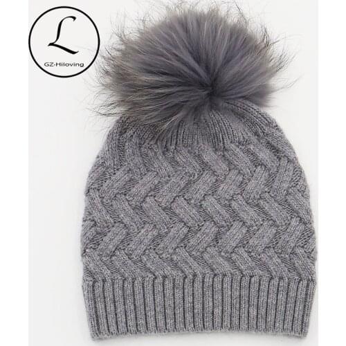 GZHILOVINGL Wine Red Winter Hats Women Wool Caps Hats with Real Big Pom Pom 2017 Brand Beanie Hat for Female 16523B2