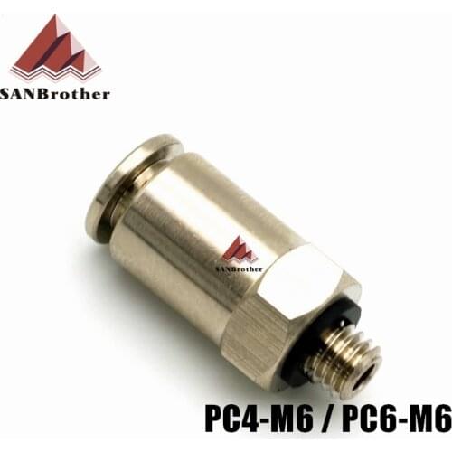 Hot! 3D Printer Pneumatic Fittings PC4-M6,PC6-M6 For 4mm,6mm PTFE Tube Connector Coupler Top Quality