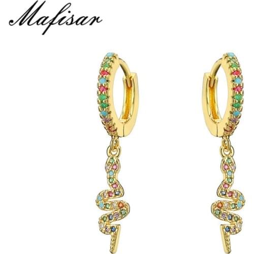 Mafisar 2021 Brincos Female CZ Huggie Earring Amazing Price Gold Tiny Snake Dangle Earring For Women Fashion Jewelry