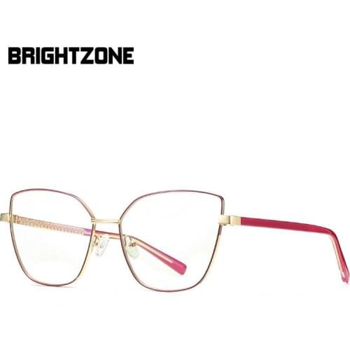 Brightzone Anti Blue Light UV Blocking Metal Eyeglasses Women Men Clear Lens Irregular Optical Computer Mobile Glasses Frame