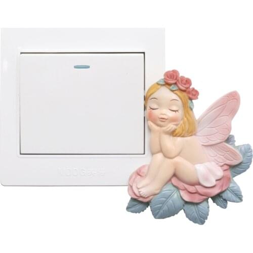 Cute 3d Flower Fairy Switch Stickers Removable Wall Sticker Bedroom Living Room Home Decor Decals Socket Paste
