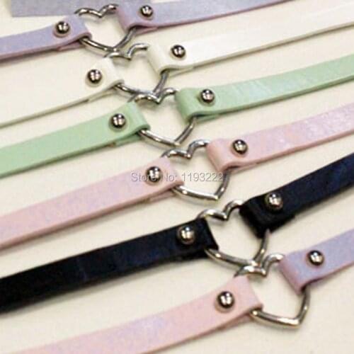 Fashion Gift Jewelry, Handmade Wholesale Harajuku Heart Choker, Punk Goth Stud Amo Neck Leather Collar Necklace