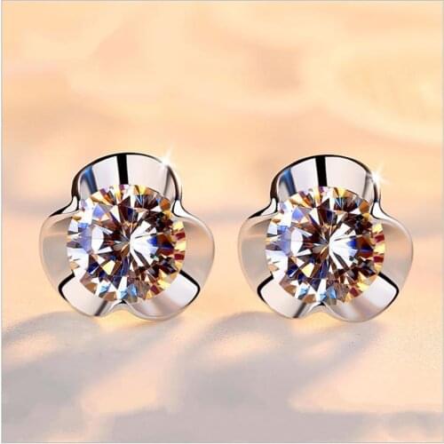 Fashion Crystal Flower Earring For Women Jewelry Top Quality Silver Plated Earrings for Girls Engagement Party Accessories
