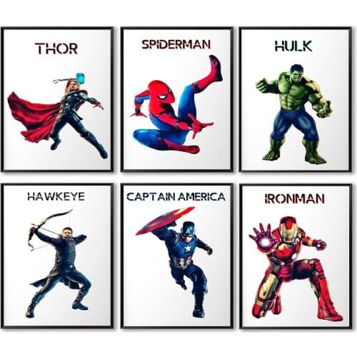 Marvel Comics Avengers Canvas Painting Spiderman Captain America Posters and Prints Wall Art Picture for Living Room Home Decor