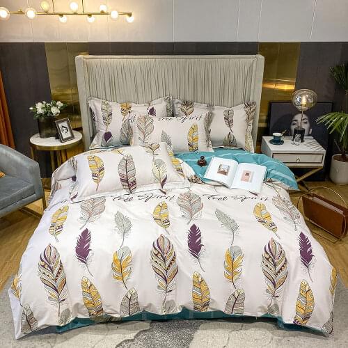 Svetanya Bohemian Feathers Nordic Fashion Duvet Cover Set Cotton Queen King Size Bedding Set Bedlinens Flat Sheet Pillow Cases